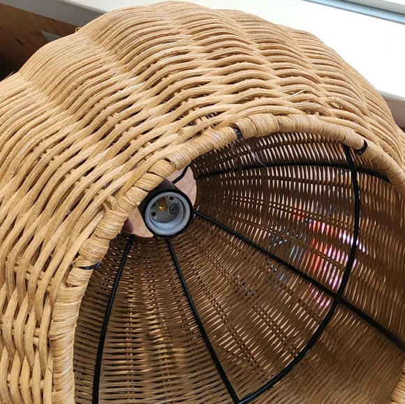 COPY - NWOB Allen & Roth Swag Pendant Light Rattan Shade Boho - Picture 8 of 10